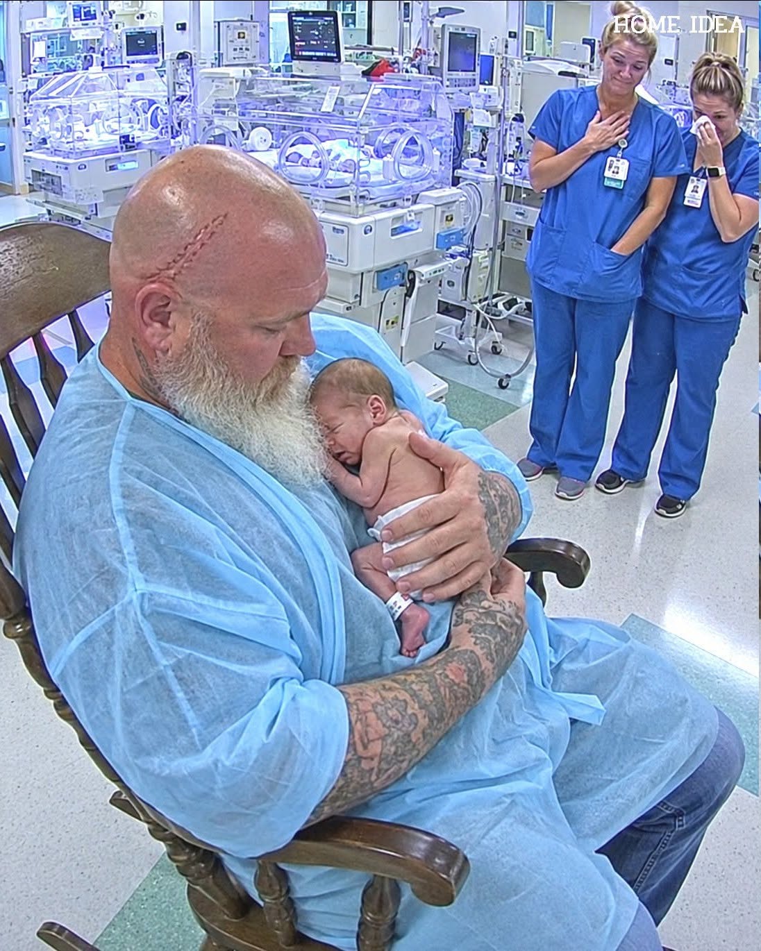 The Giant Biker Sat With the Baby Nobody Visited – Then a Nurse Noticed What Was Written on His Wrist