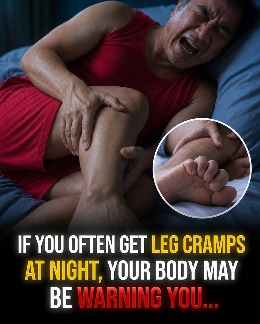 Many people have experienced the sudden pain of a leg cramp in the middle of the night. The muscle tightens unexpectedly, often affecting the calf, foot, or thigh, causing intense discomfort that may last from a few seconds to several minutes. Although occasional cramps are usually harmless, frequent episodes should not be ignored because they may indicate that the body is trying to communicate an underlying issue.  One of the most common causes of nighttime leg cramps is dehydration. Muscles rely on adequate hydration to function properly. When the body lacks sufficient fluids, muscle contractions can become irregular, increasing the likelihood of painful spasms. People who exercise heavily, spend long hours in hot weather, or simply fail to drink enough water during the day may be at greater risk.  Another possible cause involves mineral imbalances. Electrolytes such as potassium, magnesium, calcium, and sodium play a crucial role in muscle function. Low levels of these nutrients can disrupt communication between nerves and muscles, resulting in involuntary contractions. Maintaining a balanced diet rich in fruits, vegetables, dairy products, nuts, and whole grains may help support healthy muscle activity.       Poor circulation may also contribute to nighttime cramps. Conditions that reduce blood flow to the legs can limit the delivery of oxygen and nutrients to muscle tissues. Individuals with peripheral artery disease, diabetes, or cardiovascular problems may experience cramps more frequently than others.  In some cases, leg cramps are associated with nerve compression. Problems affecting the spine, such as lumbar stenosis or nerve irritation, can interfere with signals traveling between the brain and muscles. This may lead to muscle spasms, weakness, numbness, or tingling sensations in the legs.  Certain medications can also increase the risk of muscle cramps. Some blood pressure medications, diuretics, cholesterol-lowering drugs, and other treatments may affect fluid balance or electrolyte levels. Anyone experiencing frequent cramps after starting a new medication should discuss the issue with their healthcare provider.  Age is another important factor. Nighttime leg cramps become more common as people grow older. Muscle mass naturally decreases with age, and changes in circulation, hydration, and nerve function may increase susceptibility to cramps.  Pregnant women may also experience nighttime cramps more frequently, particularly during the second and third trimesters. Increased body weight, changes in circulation, and shifting mineral requirements are believed to contribute to this common symptom.  Fortunately, several simple measures may help reduce the frequency of nighttime cramps. Gentle stretching before bedtime can improve muscle flexibility and reduce tension. Staying hydrated throughout the day is equally important. Regular physical activity, maintaining a balanced diet, and avoiding prolonged periods of sitting or standing may also provide benefits.  When a cramp occurs, slowly stretching the affected muscle, gently massaging the area, or applying warmth may help relieve discomfort. Some people find that walking briefly or flexing the foot toward the shin can shorten the duration of the spasm.  While most nighttime leg cramps are not dangerous, certain situations warrant medical attention. Frequent cramps accompanied by swelling, weakness, numbness, persistent pain, or changes in skin color should be evaluated by a healthcare professional. These symptoms may indicate an underlying condition that requires treatment.  Nighttime leg cramps are often dismissed as a minor inconvenience, but recurring episodes may provide valuable clues about overall health. Paying attention to these signals and addressing potential causes can help improve sleep quality, reduce discomfort, and support long-term wellness. By understanding why cramps occur and taking proactive steps to prevent them, individuals can better protect their health and enjoy more restful nights.